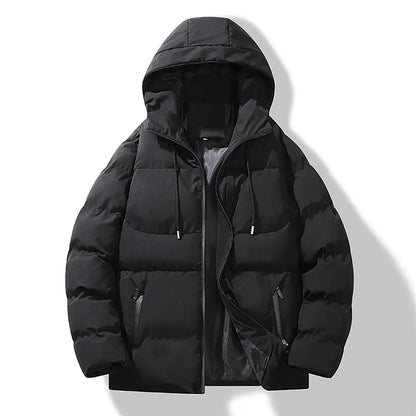 Men's Hooded Puffer Jacket with Quilted Design for Everyday Winter Streetwear Layering