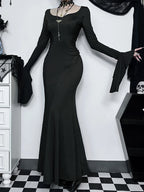 Elegant Gothic Mermaid Dress with Dark Alternative Fashion Styling