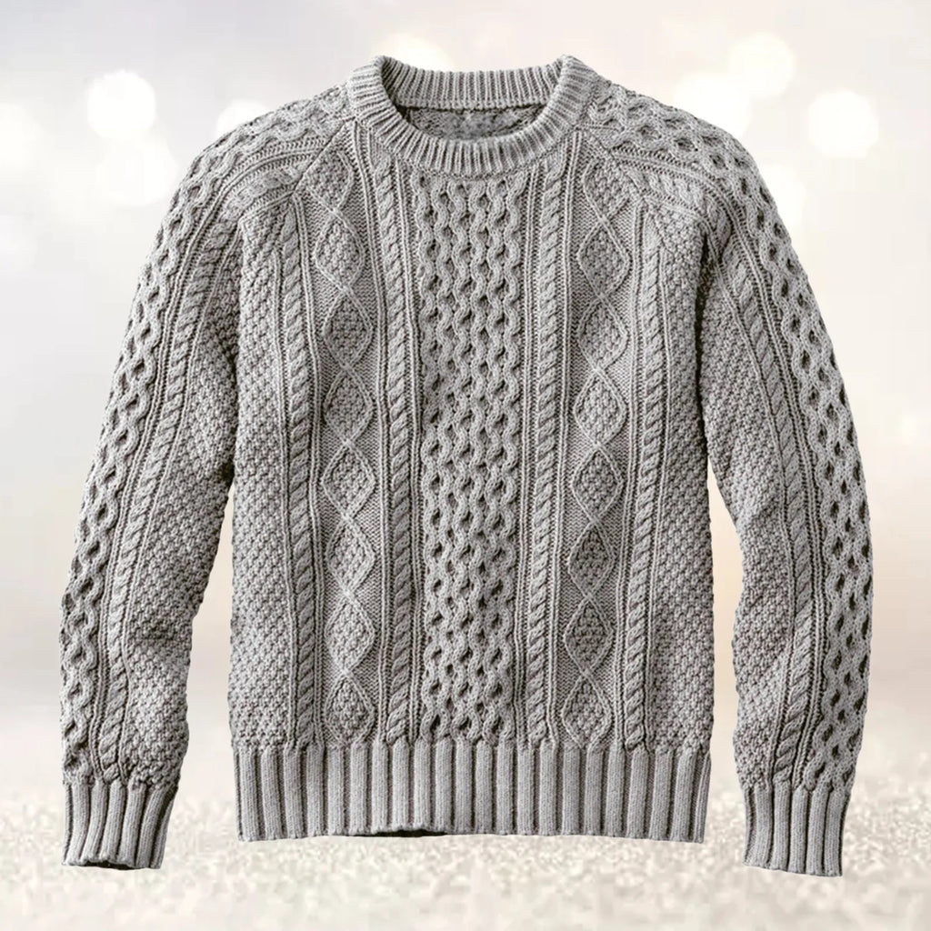 Men's Cable Knit Crew Neck Contemporary Relaxed Fit Sweater Pullover