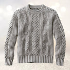 Men's Cable Knit Crew Neck Contemporary Relaxed Fit Sweater Pullover