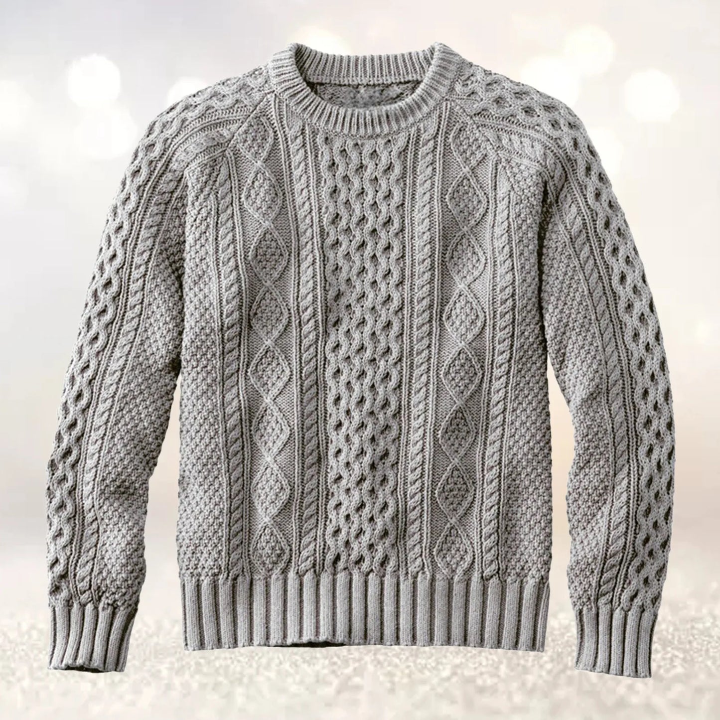 Men's Cable Knit Crew Neck Contemporary Relaxed Fit Sweater Pullover