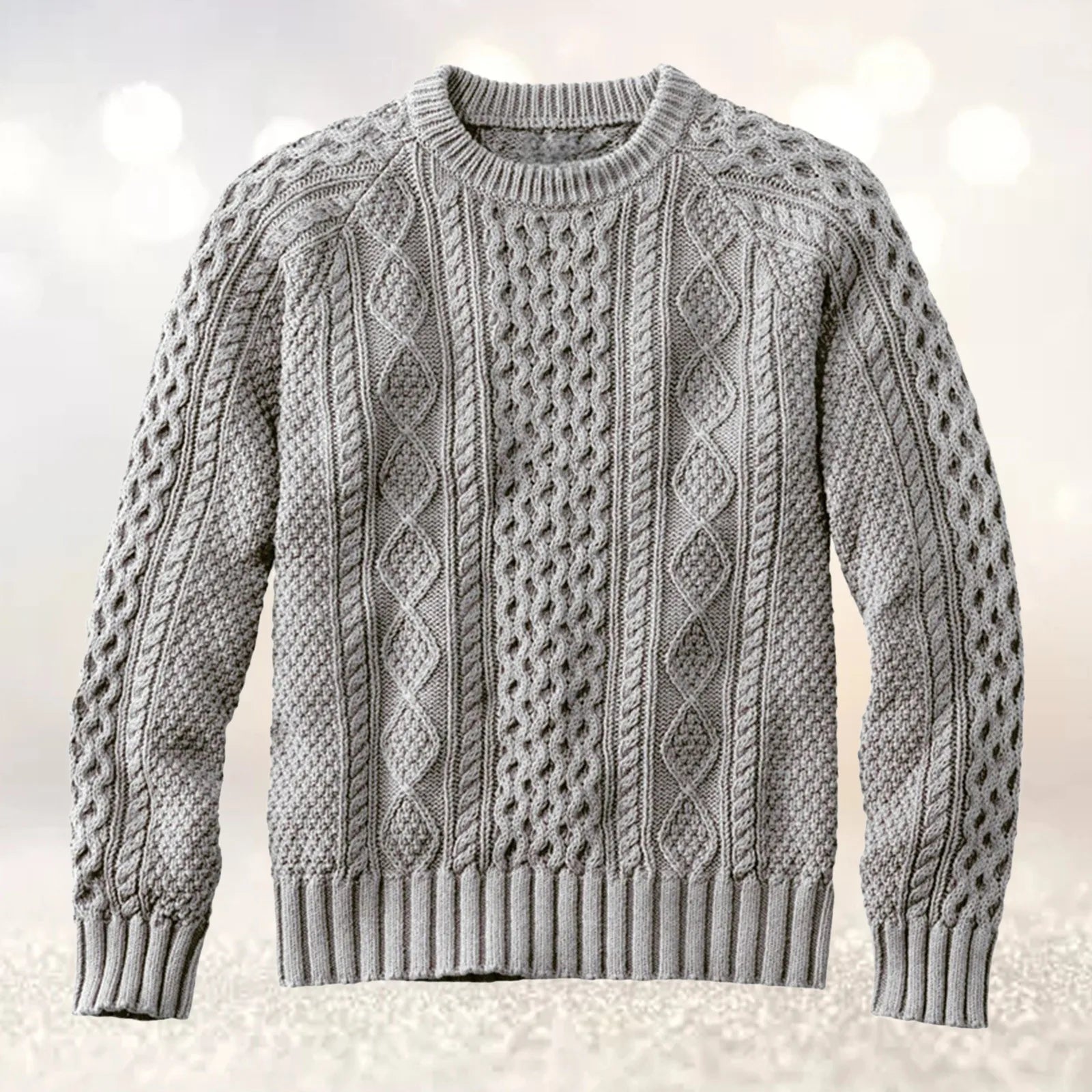 Men's Cable Knit Crew Neck Contemporary Relaxed Fit Sweater Pullover