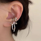 Dark Feminine Ribbon Bow Ear Cuff for Gothic and Coquette Styling
