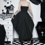 Layered Gothic Mini Dress with Mesh Sleeves and Alternative Fashion Details