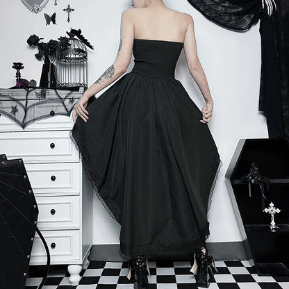 Layered Gothic Mini Dress with Mesh Sleeves and Alternative Fashion Details