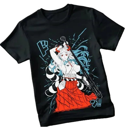 Anime Goth Waifu Illustration Streetwear T-Shirt with Manga-Inspired Artistic Design