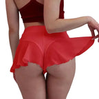 Women’s High-Rise Ruffled Bikini Panty with Layered Skirt-Look Overlay, Playful Silhouette and Solid Color Styling