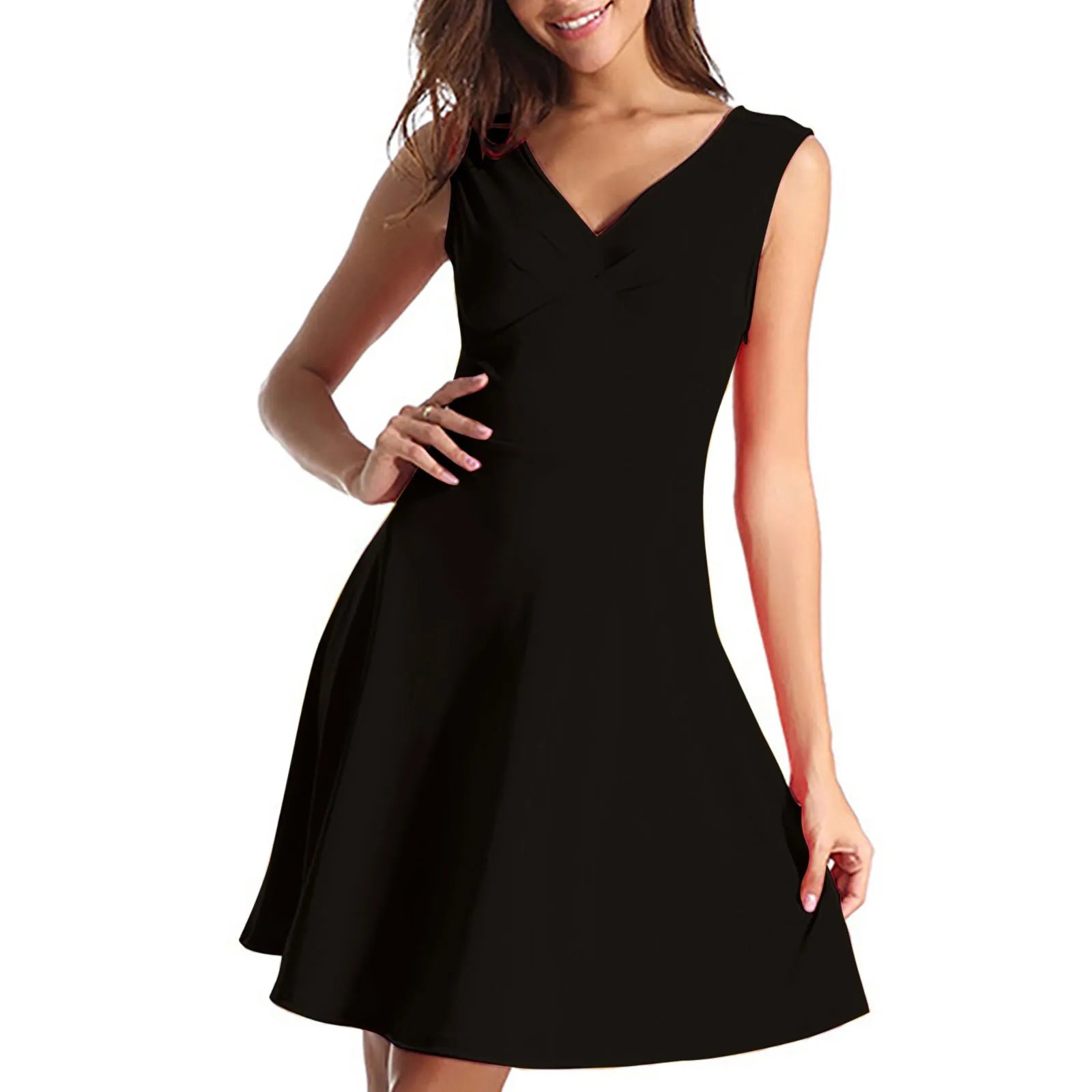 Sleeveless A-Line Mini Dress with Flared Hem and Clean Silhouette