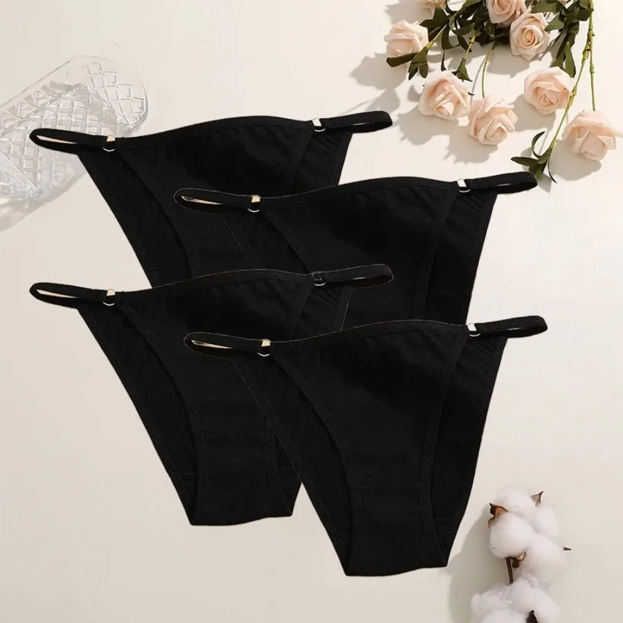 4-Piece Women’s Low-Rise Bikini Briefs Set with Soft Solid Colors, Minimal Silhouette and Everyday Lingerie Styling