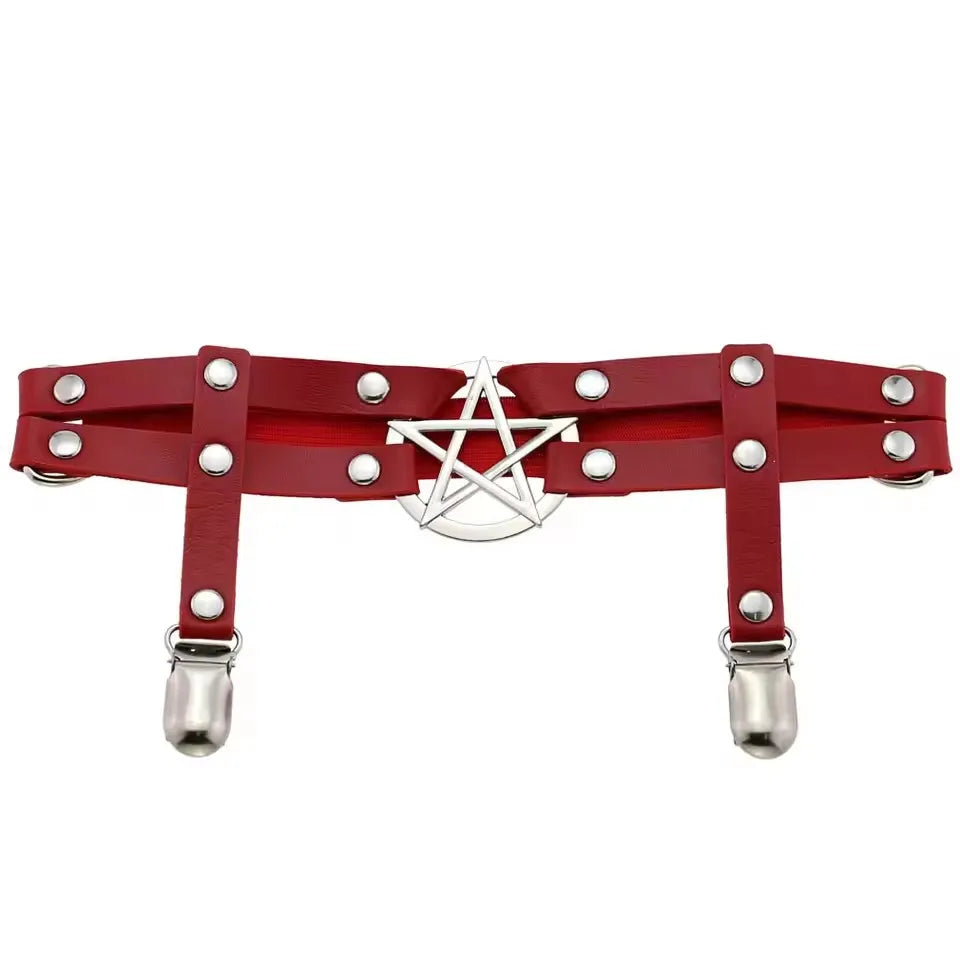 Pentagram Thigh Harness Garter Gothic Punk Alternative Statement Leg Accessory
