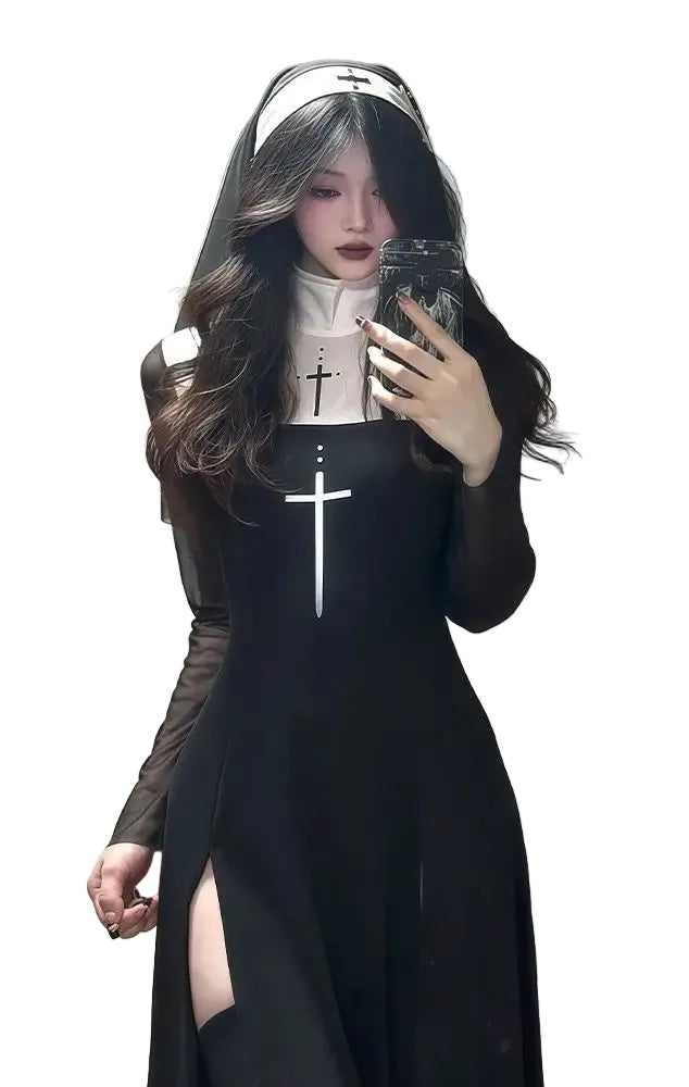 Dark Romantic Hooded Maxi Dress with Gothic Alternative Streetwear Style