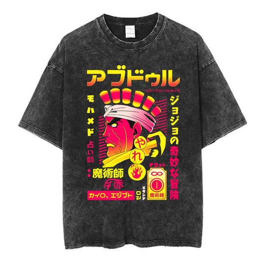 Japanese Pop Art Oversized Vintage Washed Graphic Streetwear T-Shirt