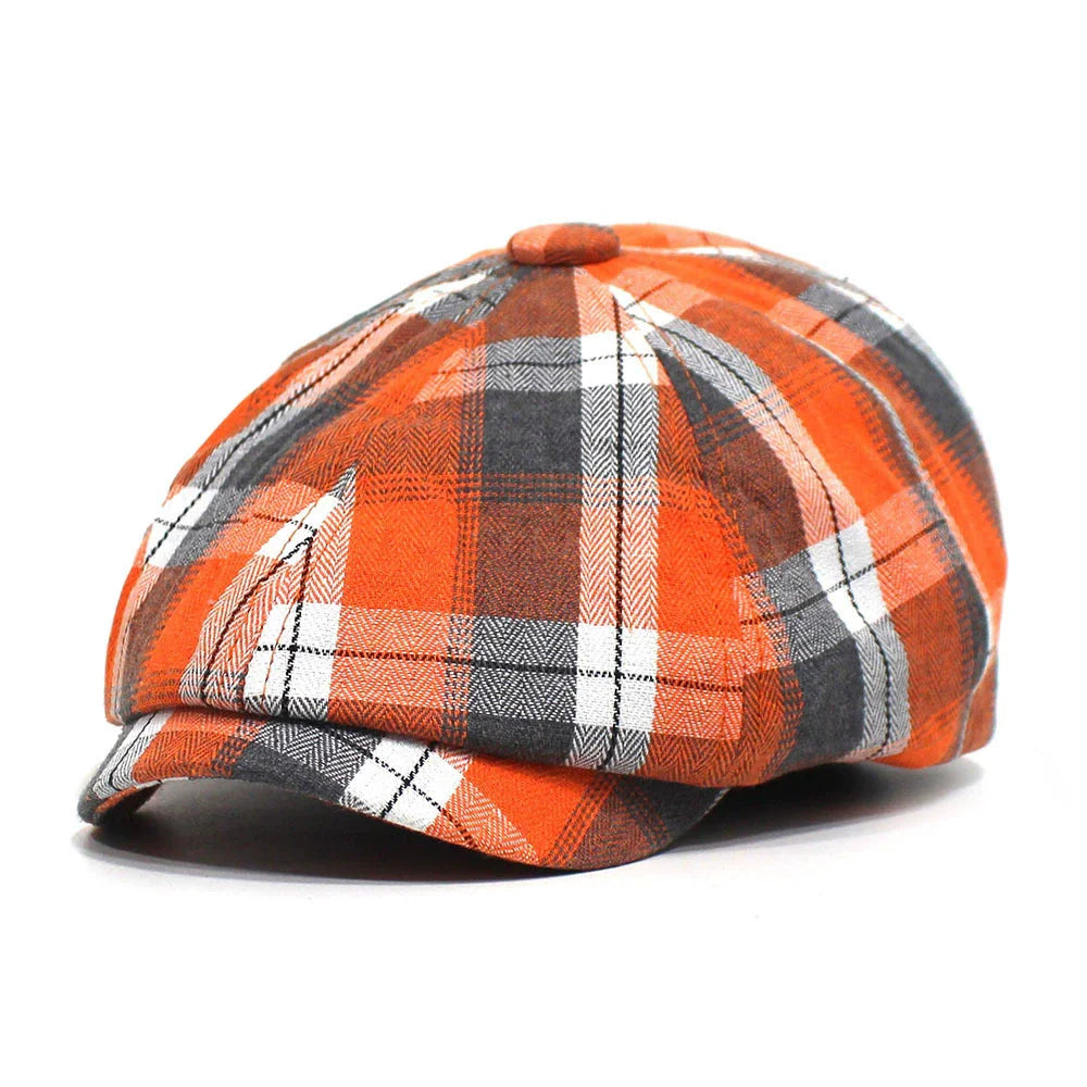 Vintage Plaid Ivy Flat Cap Classic Cotton Newsboy Streetwear Casual Hat