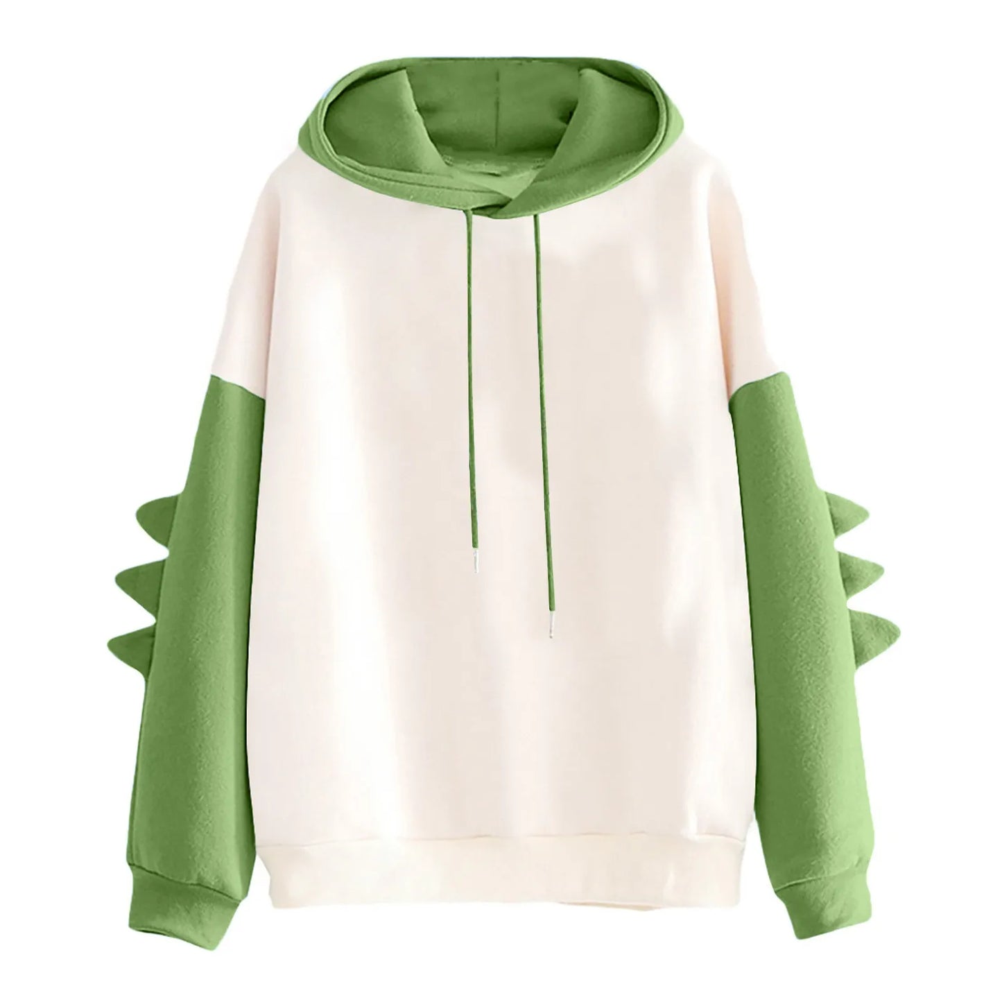 Anime Pastel Streetwear Hoodie with Manga-Inspired Dinosaur Sleeve Accents