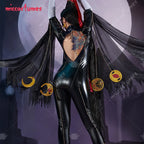 Women's Backless Faux Leather Bodysuit with Long Gloves and Layered Fashion Accessories Set