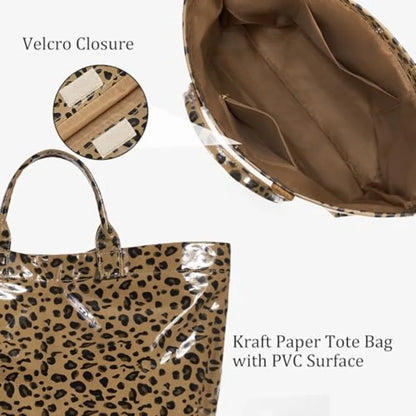 Oversized Waterproof Tote Bag with Animal Inspired Pattern Beach Carryall