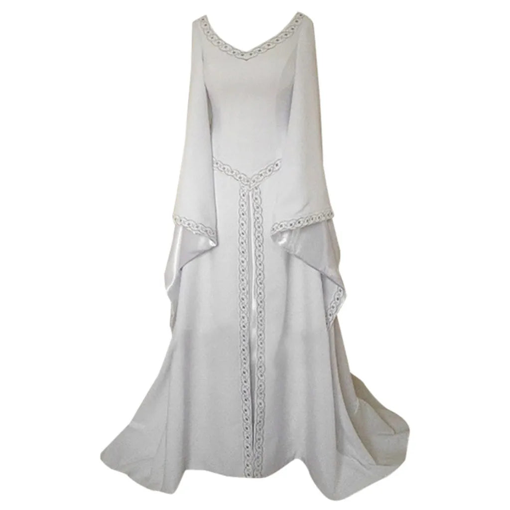 Elegant Medieval Inspired Gothic Maxi Dress with Fantasy Alternative Style