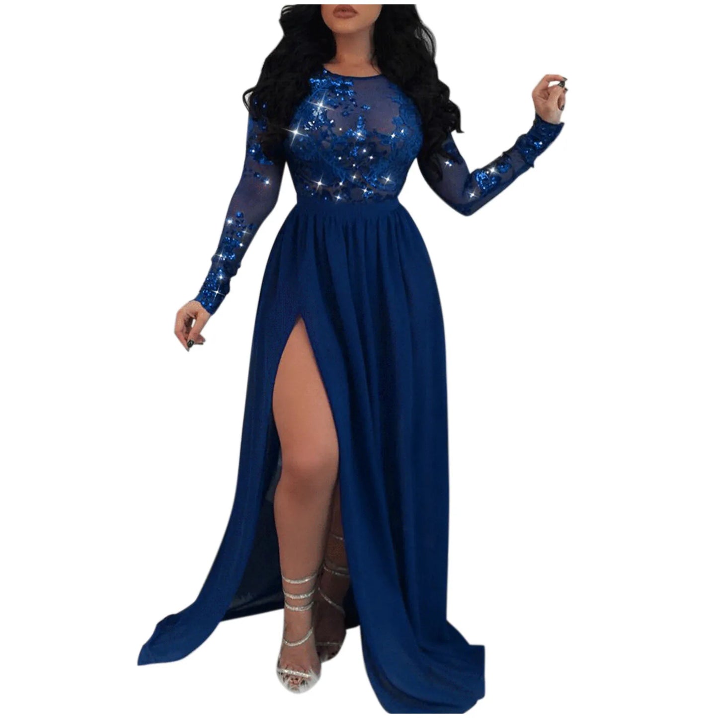 Cutout Detail Maxi Dress With Full Skirt And Side Slit