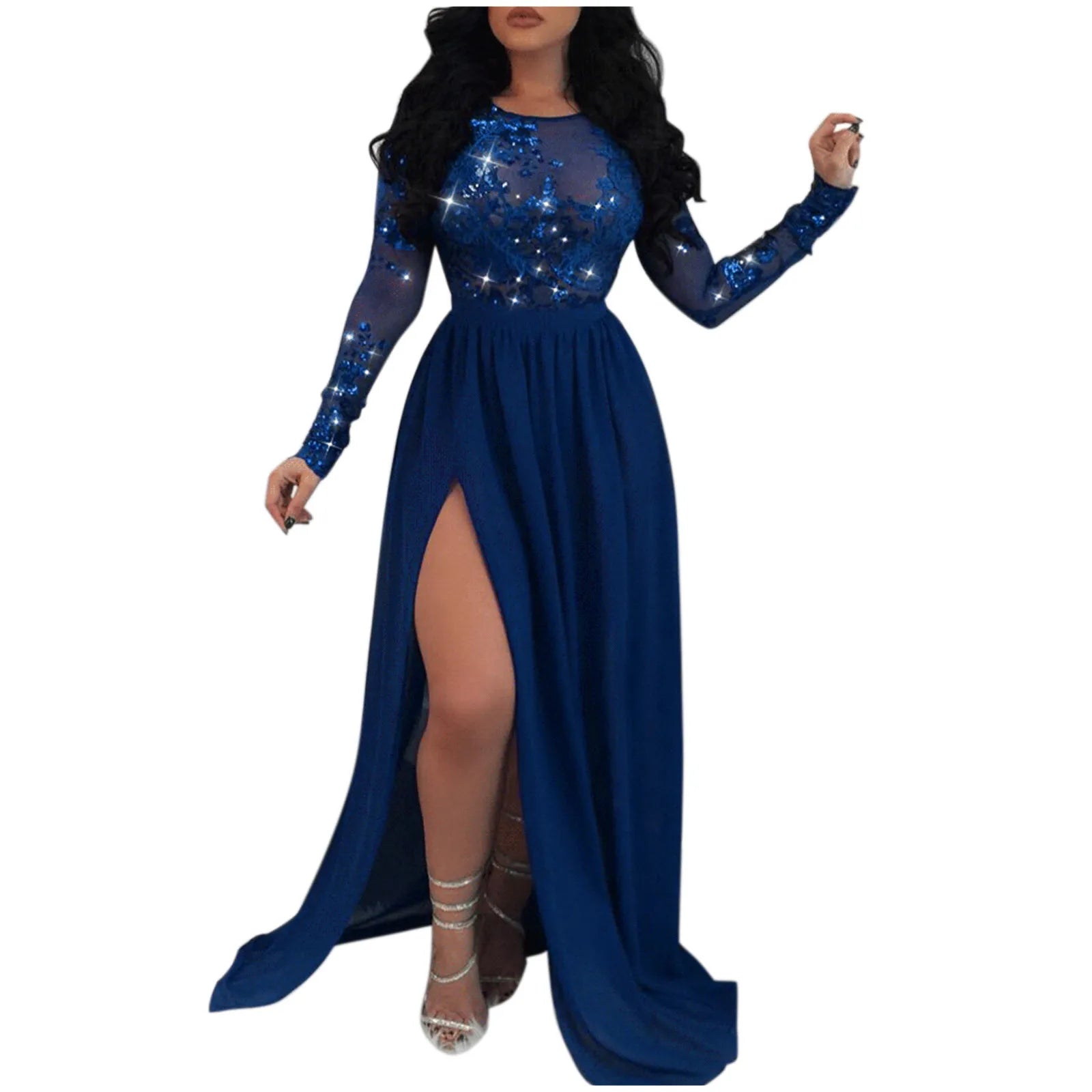 Cutout Detail Maxi Dress With Full Skirt And Side Slit