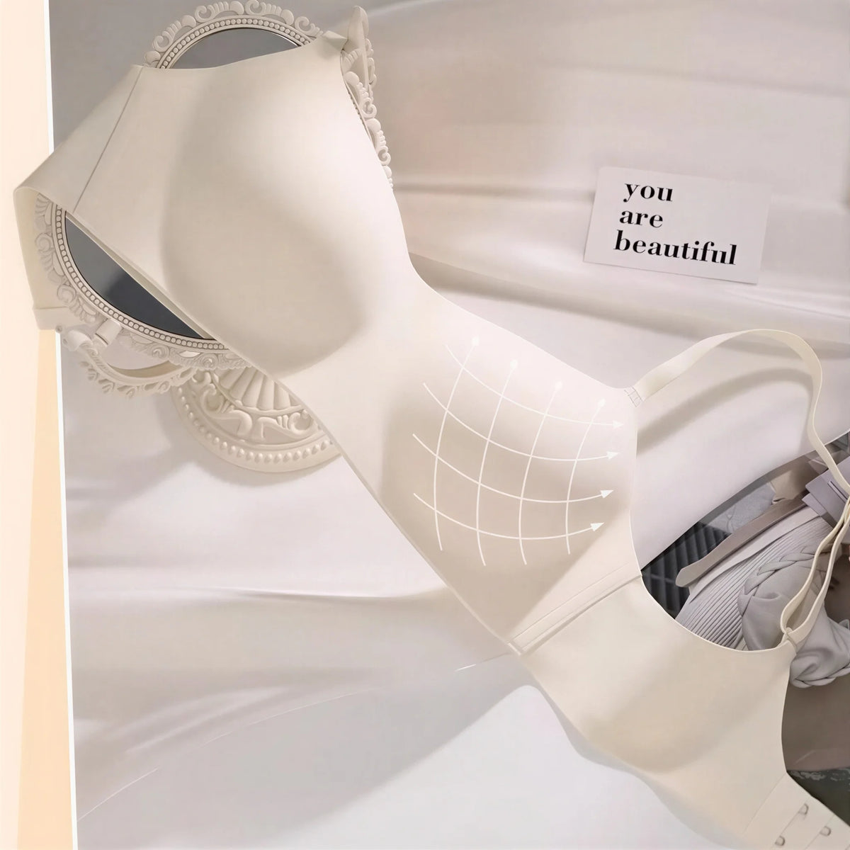 Seamless Wire-Free Molded Bra with Double-Strap Detailing