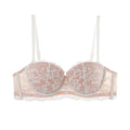 Romantic Half-Cup Balconette Bra with Intricate Floral Lace Overlay