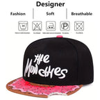 Embroidered Flat Brim Snapback Cap Graphic Underbrim Streetwear Hip Hop Fashion Hat