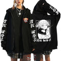 Manga Panel Oversized Anime Streetwear Zip Hoodie with Graphic Back Print