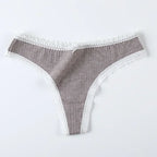 Women’s Delicate Lace Low-Rise Thong with Floral-Style Trim, Minimal G-String Silhouette and Solid Color Design