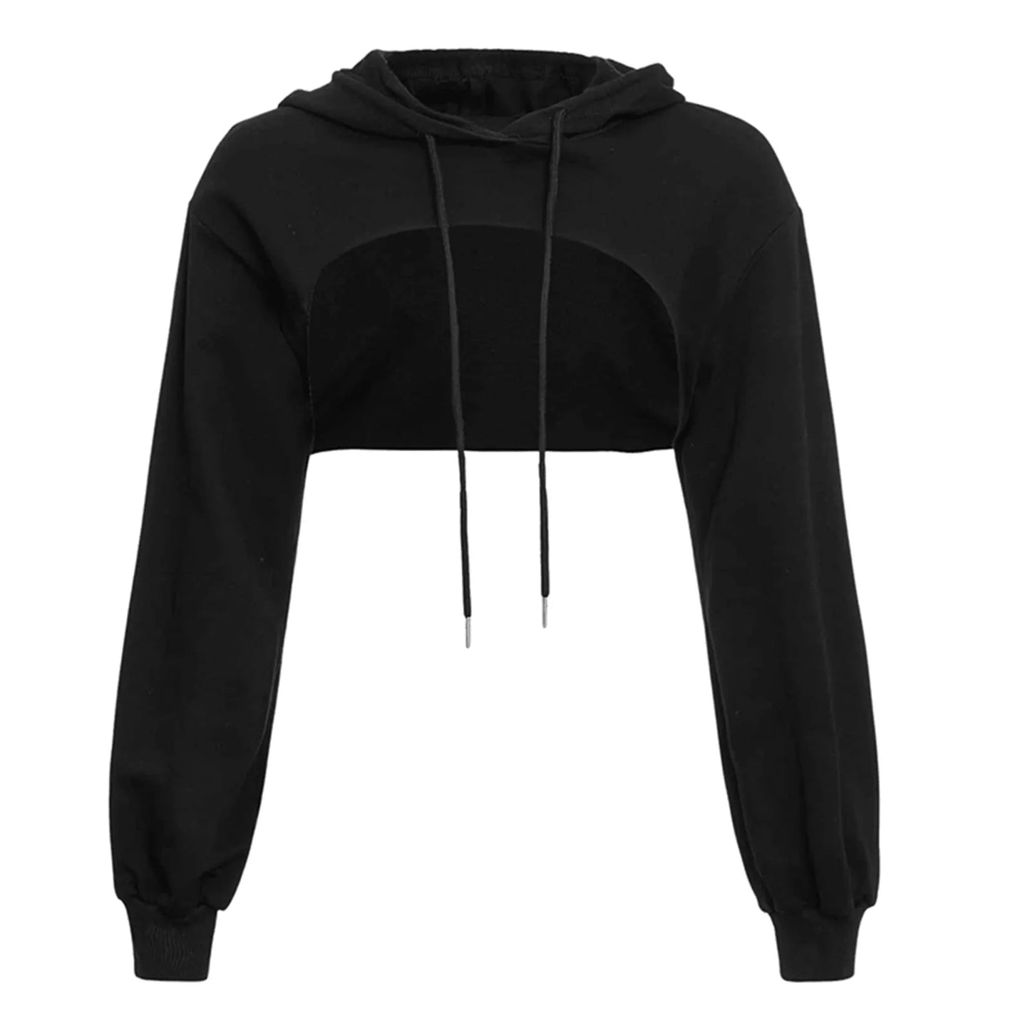 Women's Cropped Hooded Sweatshirt with Drop Shoulder Relaxed Fit for Modern Streetwear Fashion