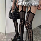 Lace Trim Thigh High Stockings Y2K Gothic Alternative Fashion Legwear