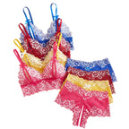 Vibrant Four-Piece Floral Lace Wire-Free Bralette and Panty Collection
