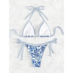 Women's Floral Paisley Halter Bikini Set with Printed Two-Piece Design, Scoop-Inspired Neckline and Coordinated Swim Bottom