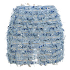 Textured Fringe Mini Skirt with Layered Tassel Festival Fashion Design