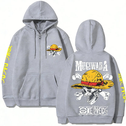 Pirate Adventure Zip Hoodie with Manga Streetwear Aesthetic