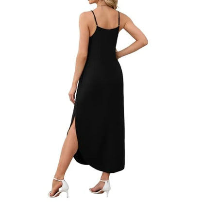 Minimalist Spaghetti Strap Sleeveless Maxi Dress for Casual Summer Vacation Style