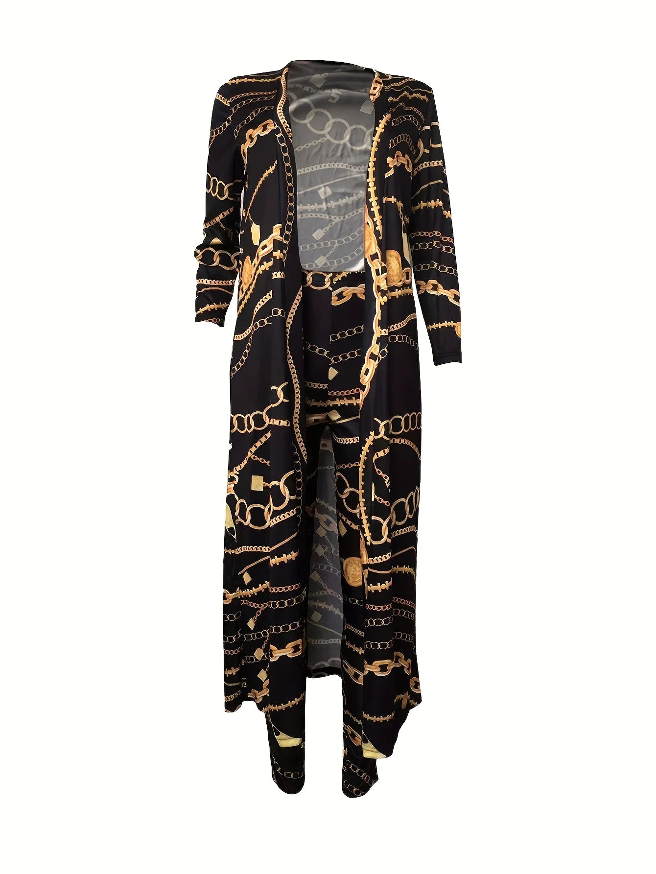 Women's Printed Longline Cardigan and Slim Pants Co-Ord Set