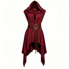 Earth-Toned Asymmetrical Hooded Sleeveless Tunic for Historical Fantasy Roleplay