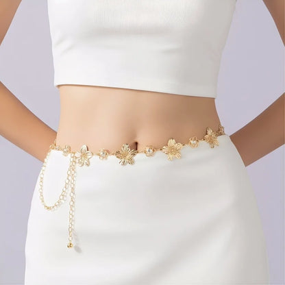 Delicate Floral Charm Waist Chain for Romantic and Bohemian Fashion Styling