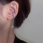 Crystal Chain Ear Cuff Clip Earring for Dark Feminine Styling