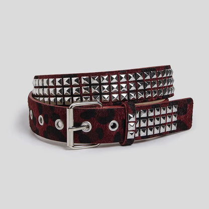 Faux Fur Rivet Waist Belt for Punk Y2K Alternative Fashion Styling