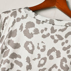 Relaxed-Fit Two-Piece Leopard Print Loungewear Set with Wide Neckline and Tapered Pants