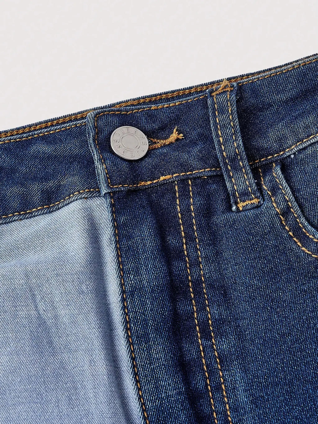 Patchwork Panel High Rise Denim Mini Skirt with Contrast Streetwear Design
