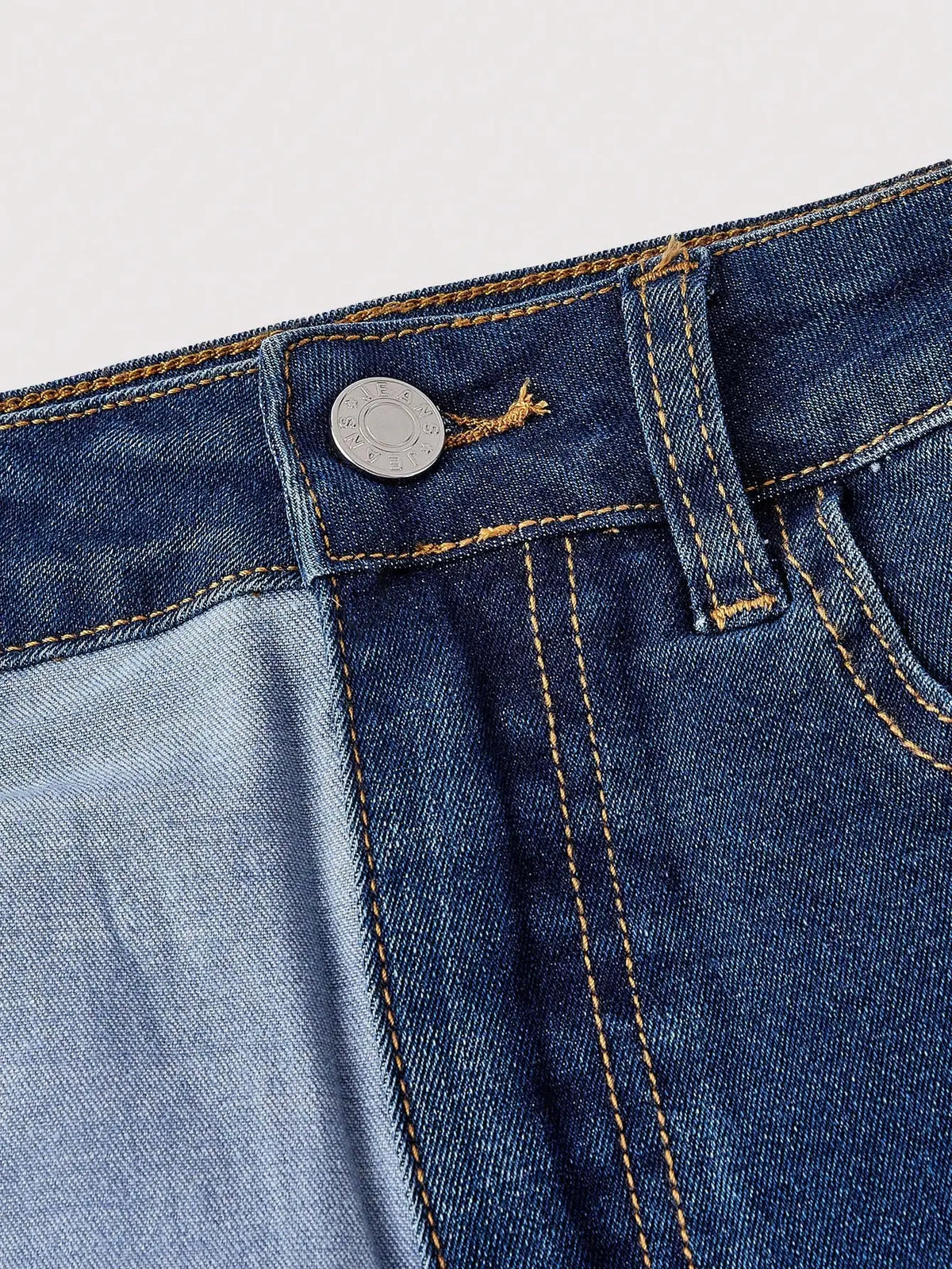 Patchwork Panel High Rise Denim Mini Skirt with Contrast Streetwear Design