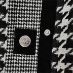 Retro Houndstooth Stand Collar Jacket with Tailored Vintage Inspired Silhouette