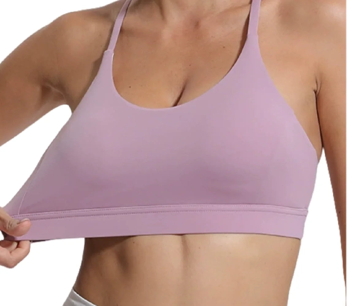Seamless Wire-Free Yoga Crop Top with Built-In Support and Thin Straps