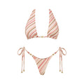 Diagonal Stripe Three-Piece Triangle Bikini Set with Flowing Maxi Skirt