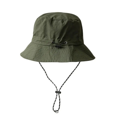 Unisex Waterproof Bucket Hat with Adjustable Chin Cord for Outdoor Travel and Hiking