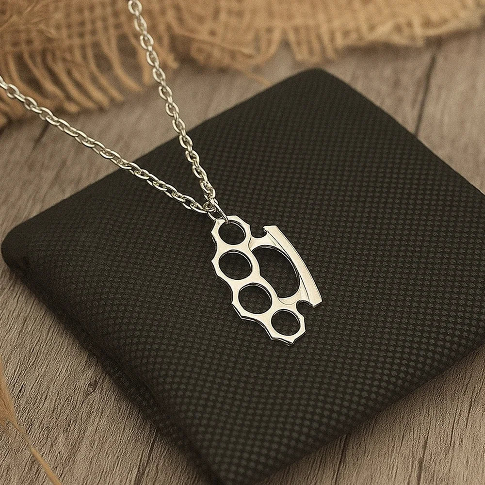 Vintage Knuckle Pendant Necklace for Punk Gothic and Alternative Streetwear Looks
