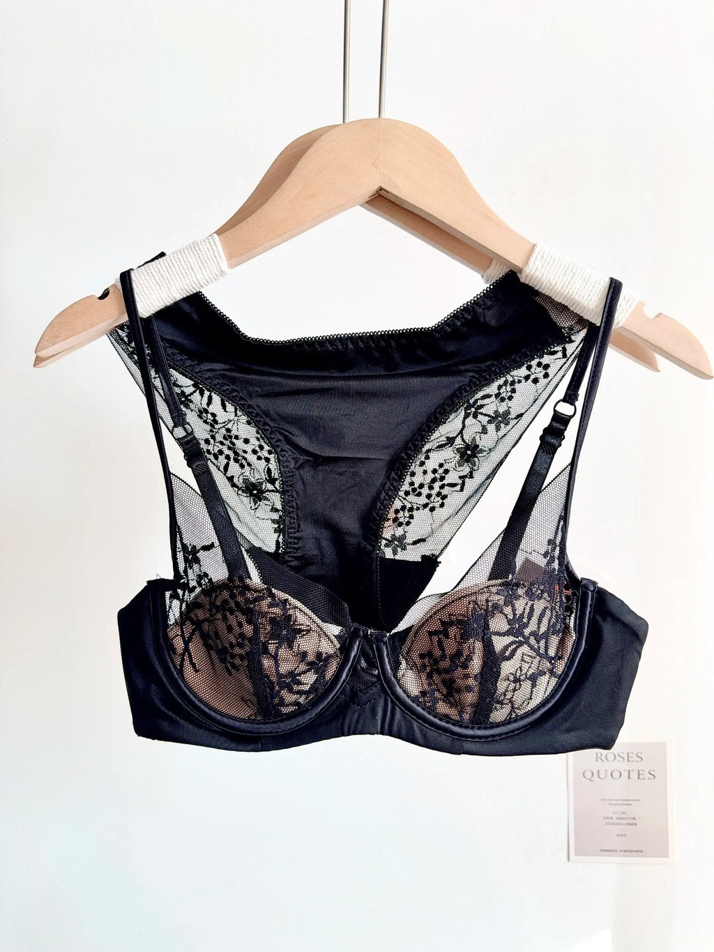 French-Inspired Satin and Lace Demi Balconette Bra and Panty Set