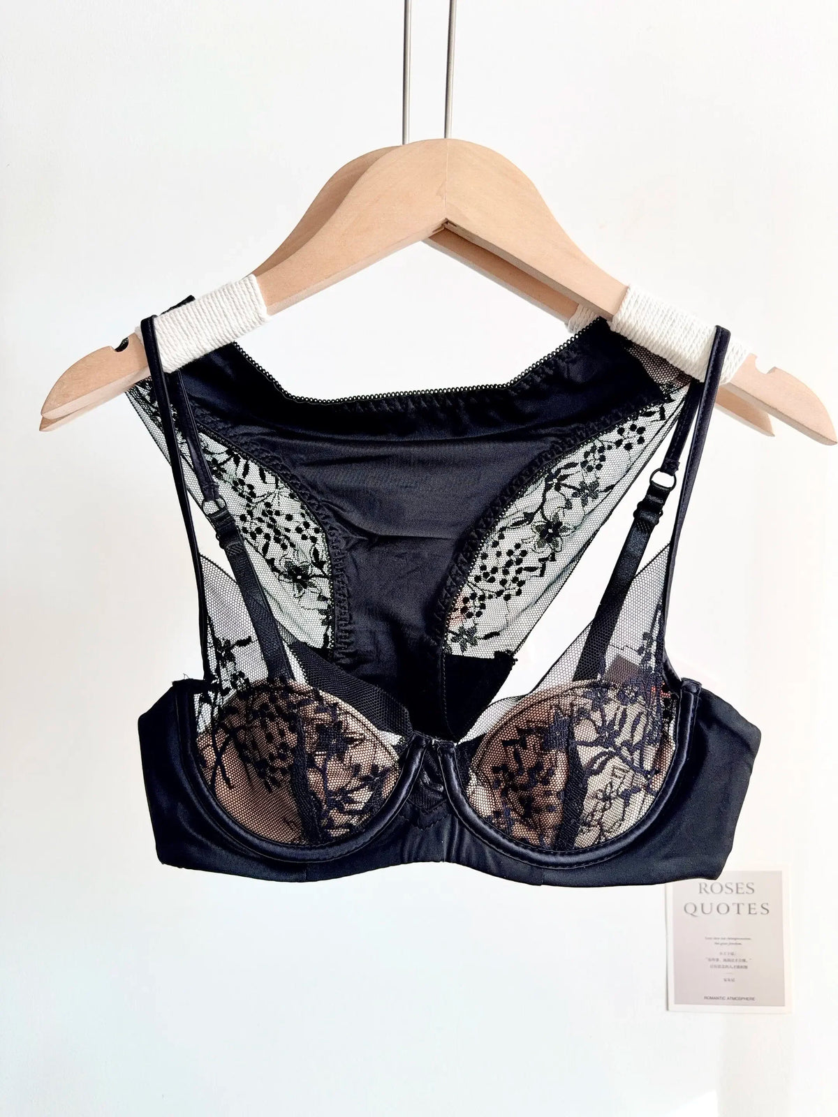 French-Inspired Satin and Lace Demi Balconette Bra and Panty Set